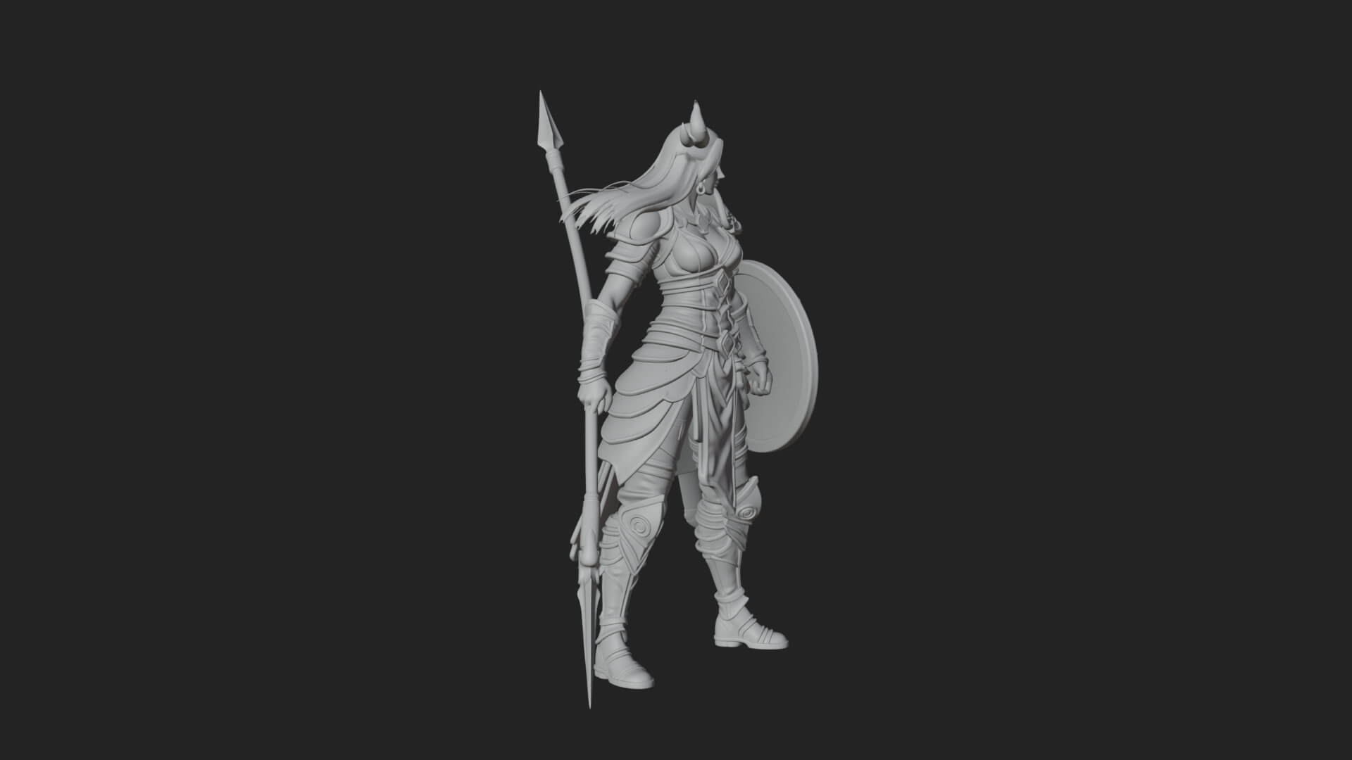 Valkyrie with Spear Statue Design 10 3D Print Model 3D Model
