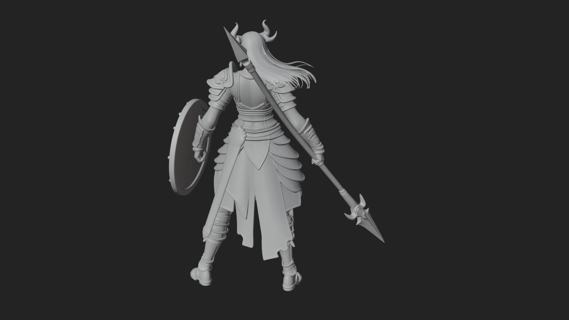 Valkyrie with Spear Statue Design 10 3D Print Model 3D Model