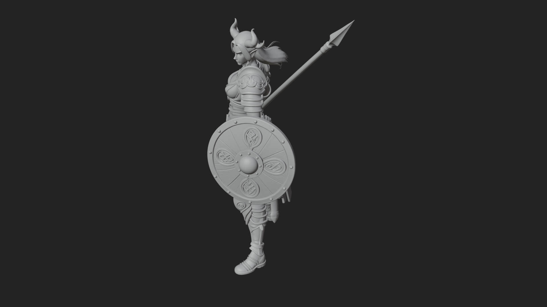 Valkyrie with Spear Statue Design 10 3D Print Model 3D Model