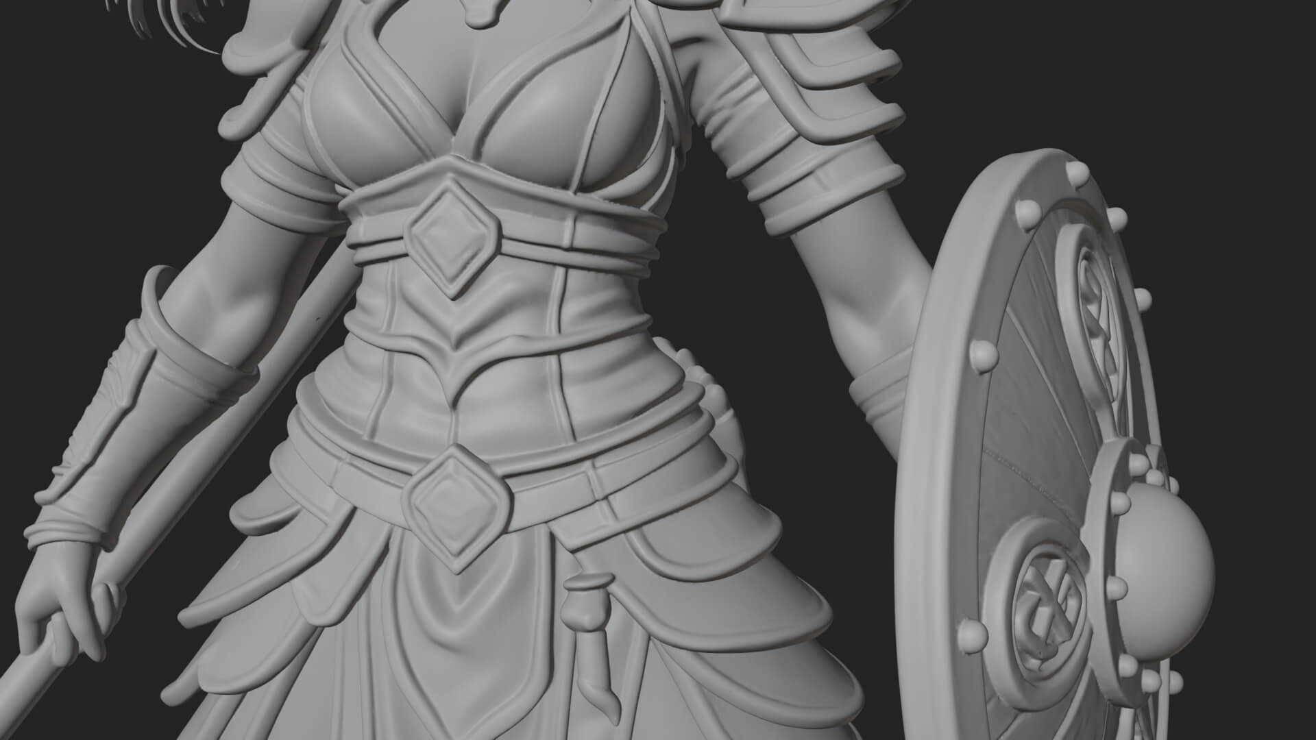 Valkyrie with Spear Statue Design 10 3D Print Model 3D Model