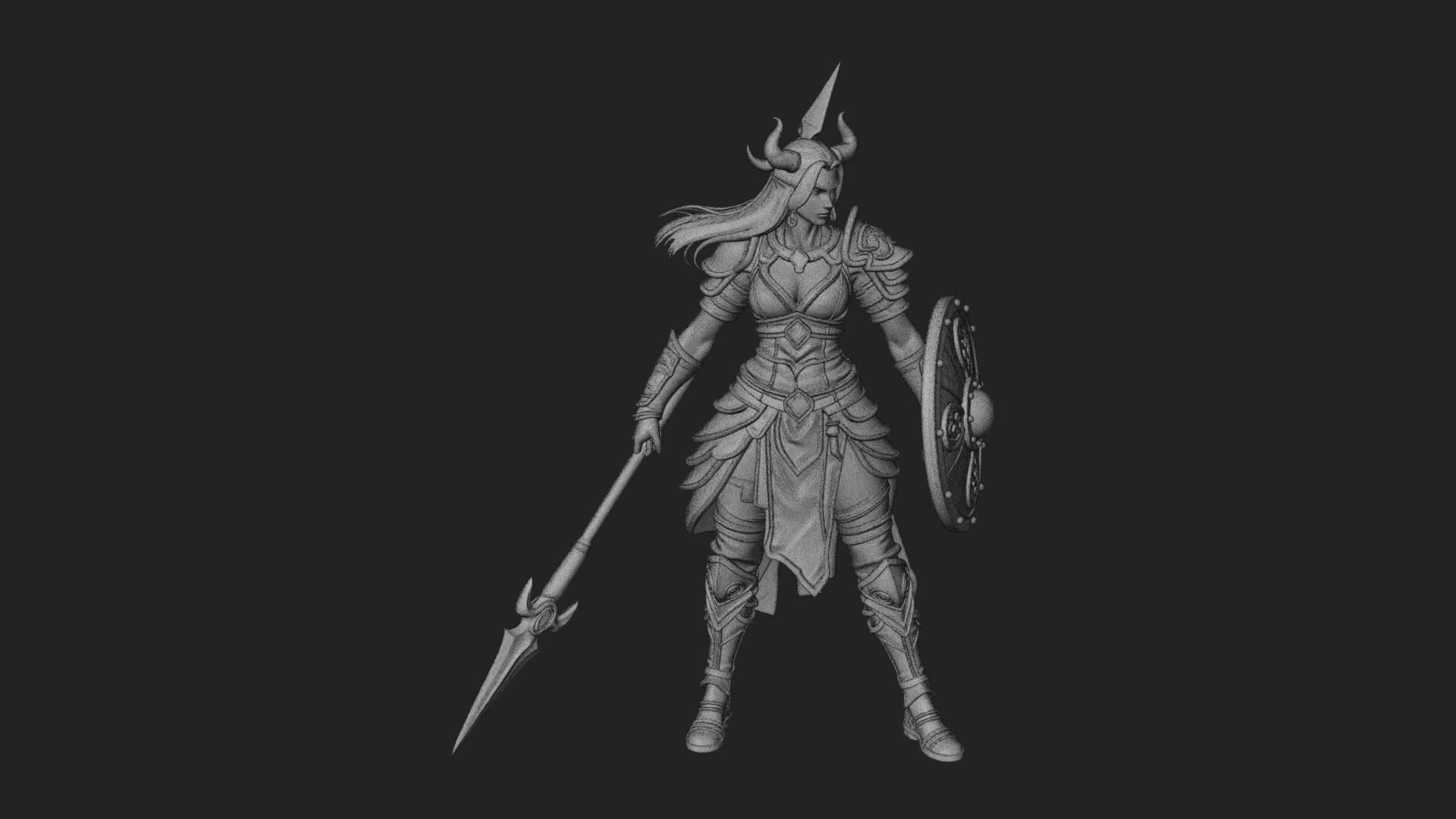 Valkyrie with Spear Statue Design 10 3D Print Model 3D Model