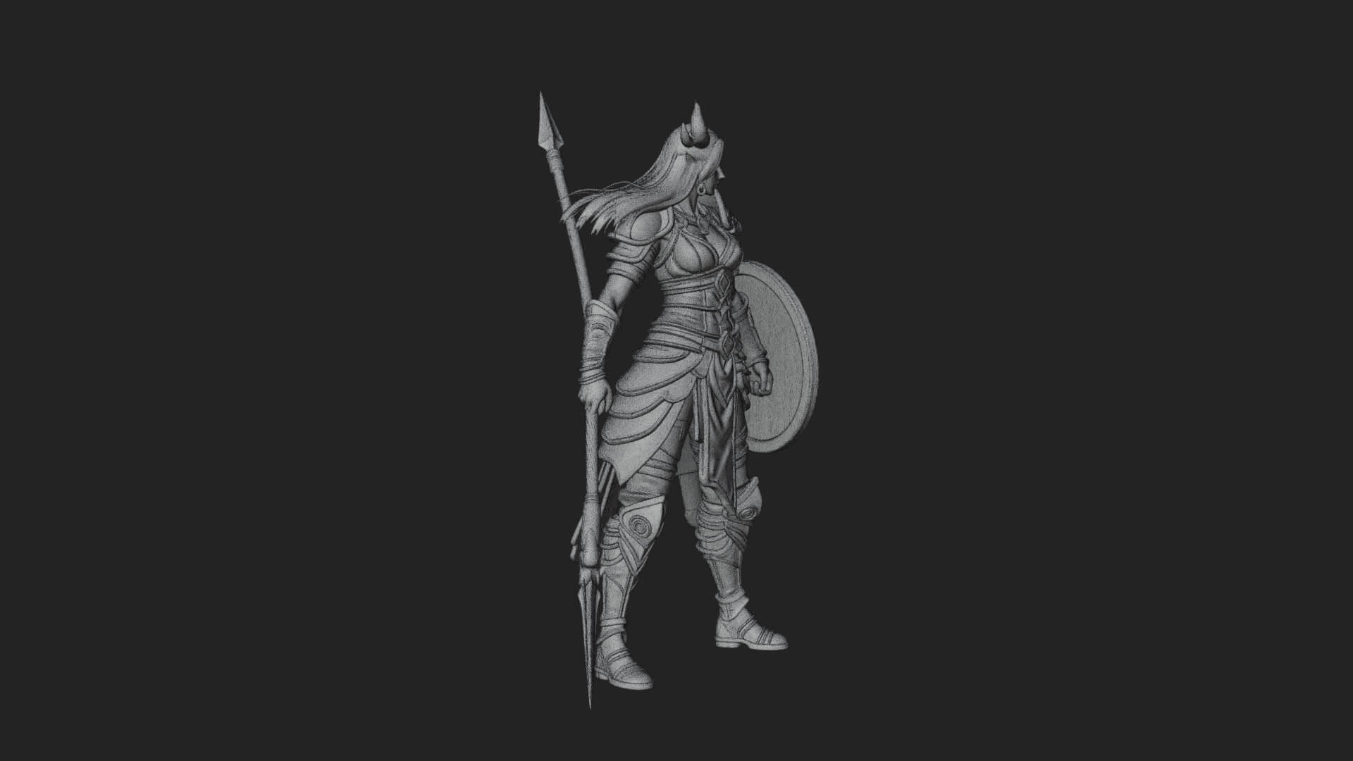Valkyrie with Spear Statue Design 10 3D Print Model 3D Model