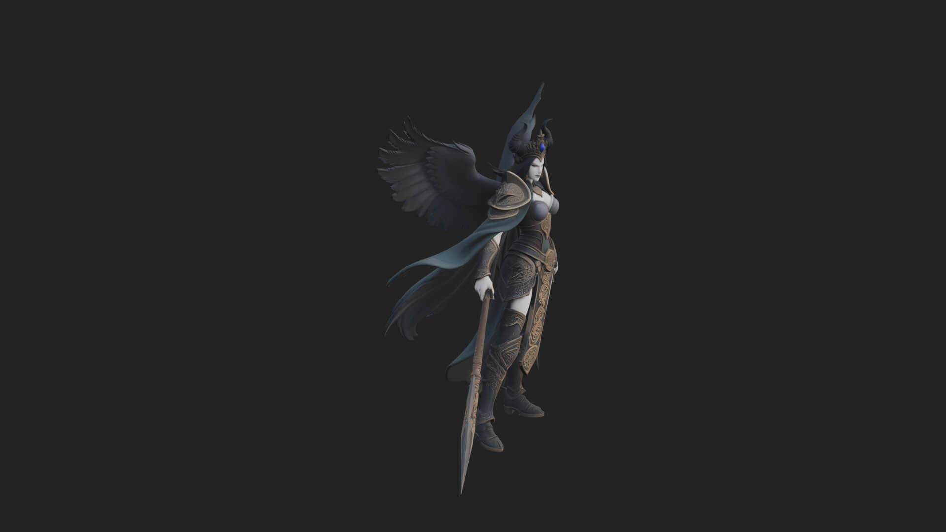 Valkyrie with Spear Statue Design 11 3D Print Model 3D Model