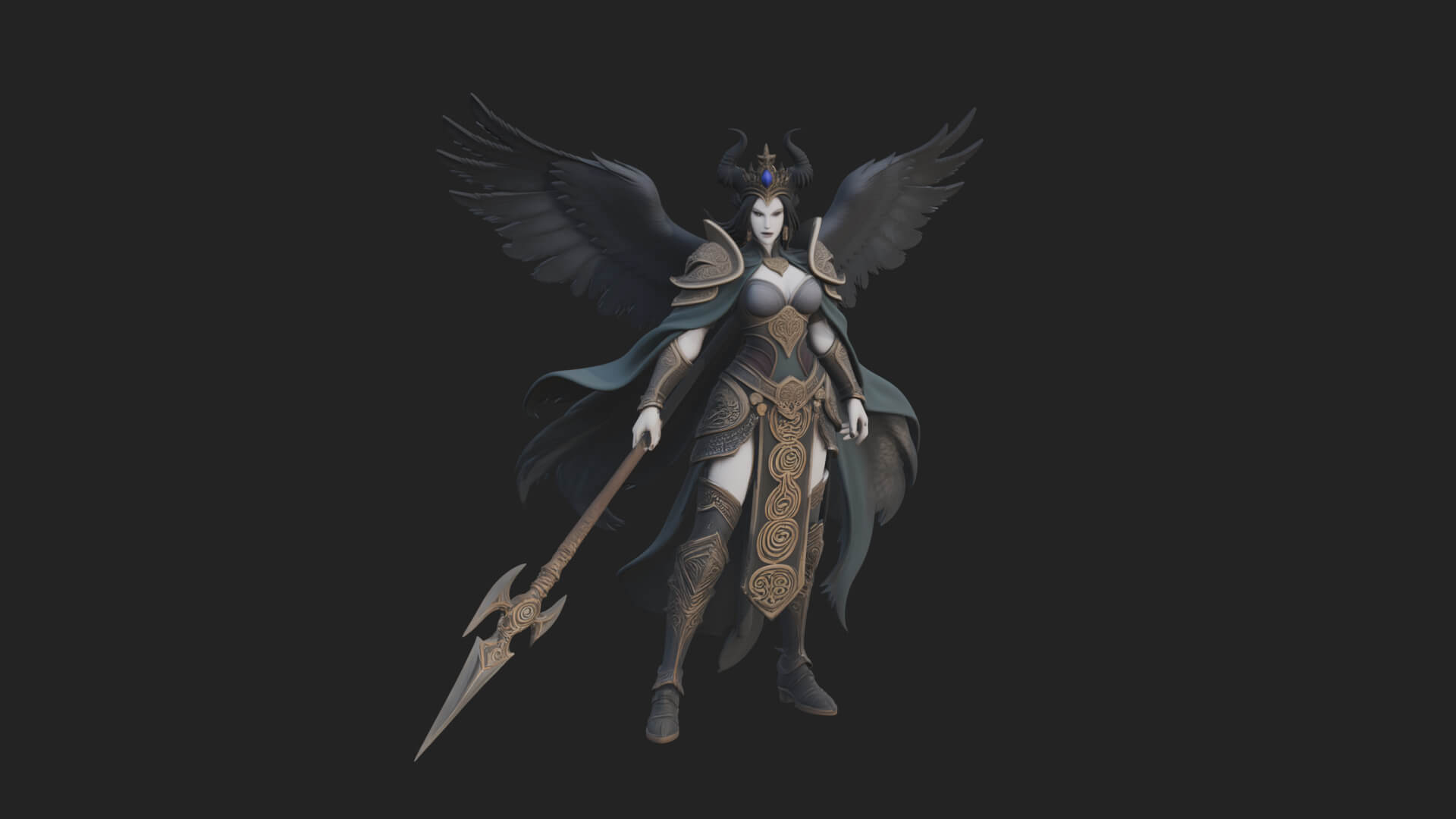 Valkyrie with Spear Statue Design 11 3D Print Model 3D Model