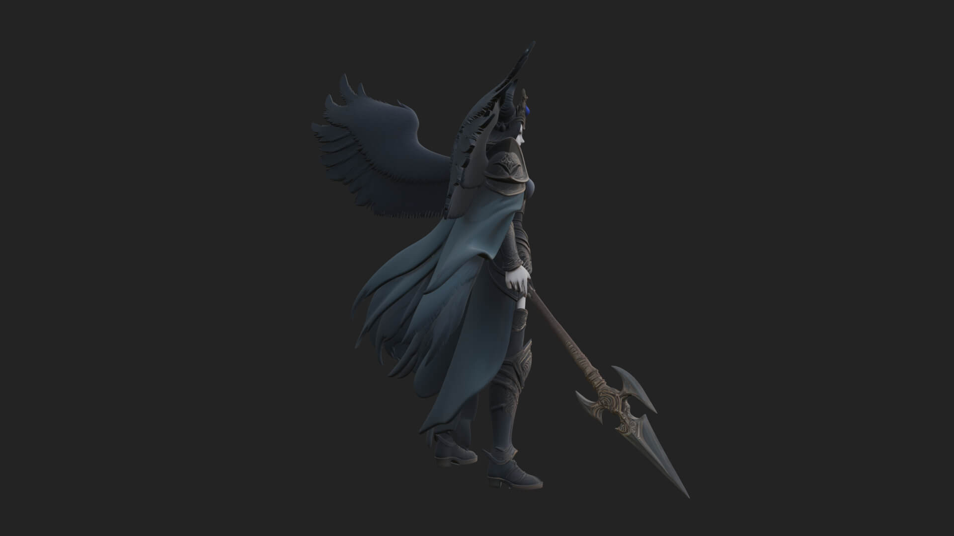 Valkyrie with Spear Statue Design 11 3D Print Model 3D Model