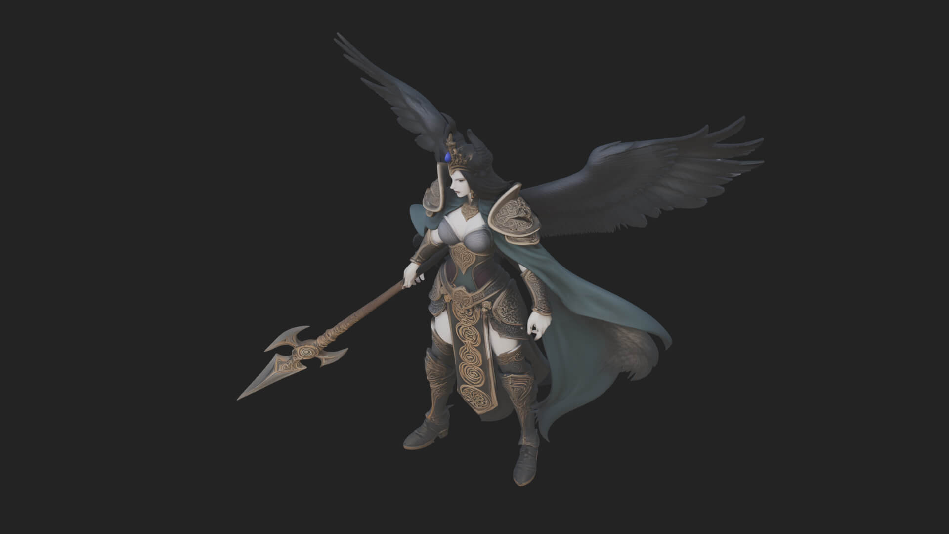 Valkyrie with Spear Statue Design 11 3D Print Model 3D Model