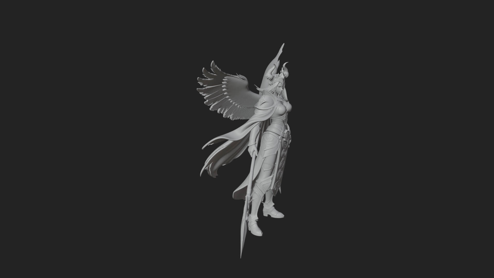 Valkyrie with Spear Statue Design 11 3D Print Model 3D Model