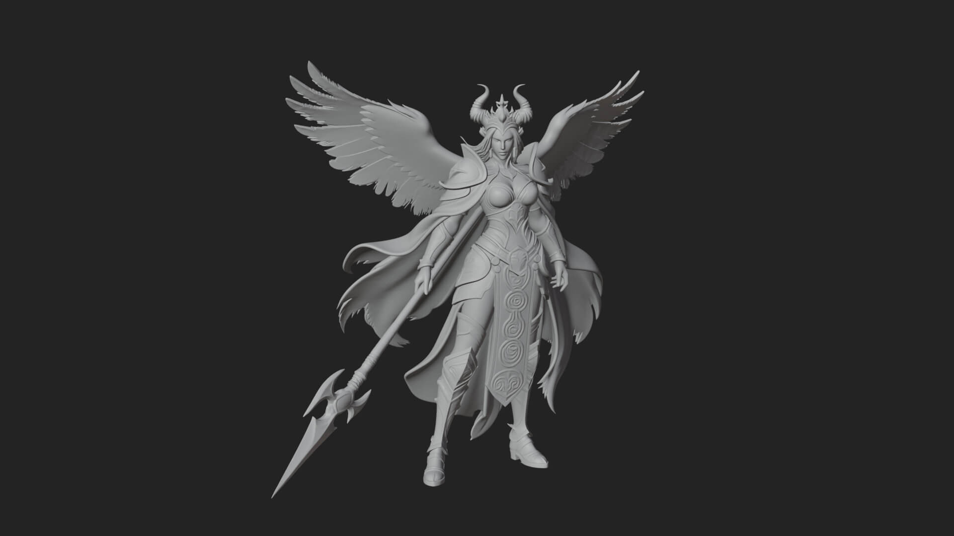 Valkyrie with Spear Statue Design 11 3D Print Model 3D Model