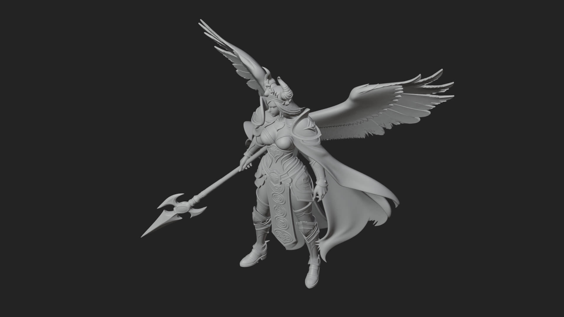 Valkyrie with Spear Statue Design 11 3D Print Model 3D Model