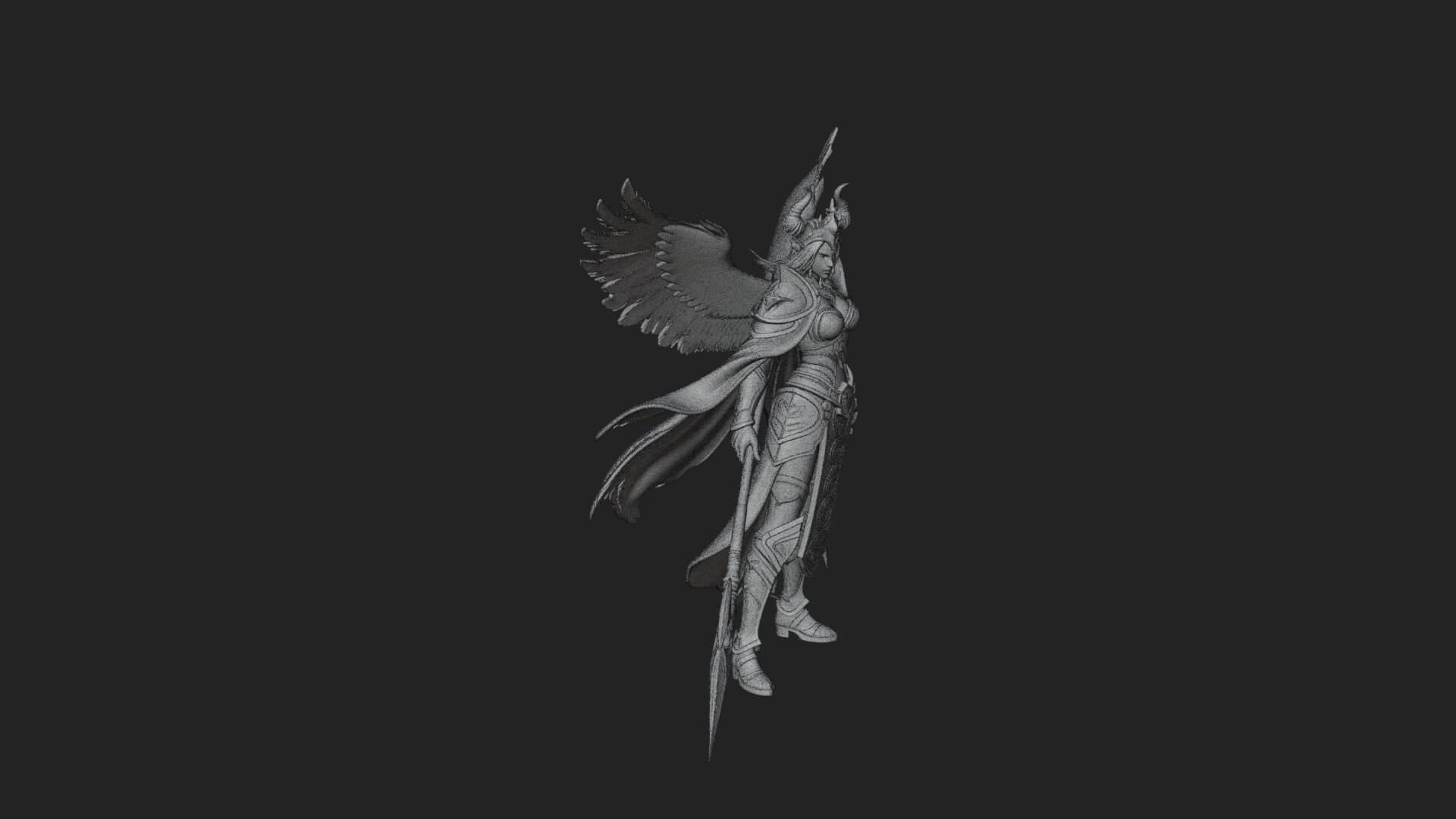 Valkyrie with Spear Statue Design 11 3D Print Model 3D Model