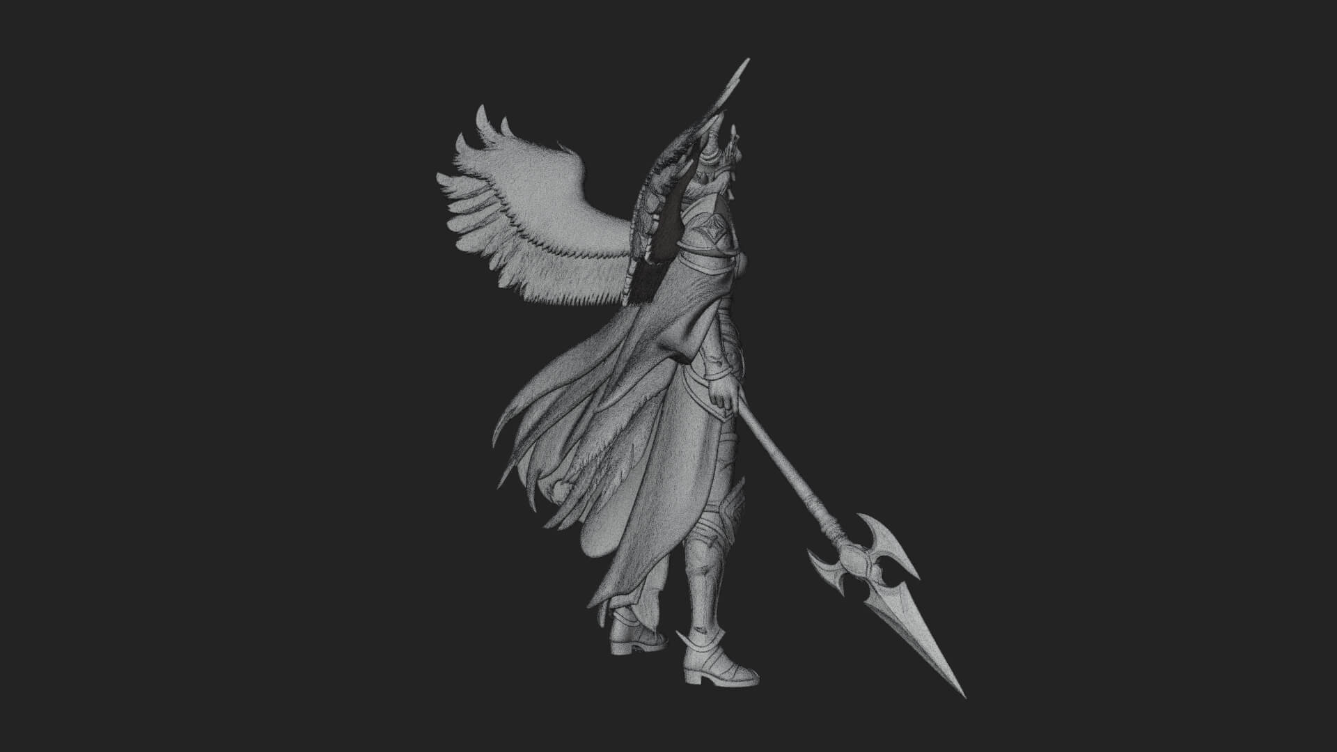Valkyrie with Spear Statue Design 11 3D Print Model 3D Model