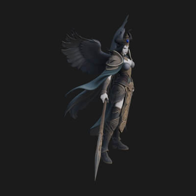 Valkyrie with Spear Statue Design 11 3D Print Model