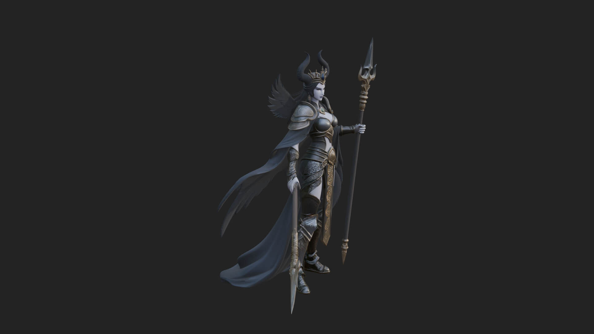 Valkyrie with Spear Statue Design 12 3D Print Model 3D Model