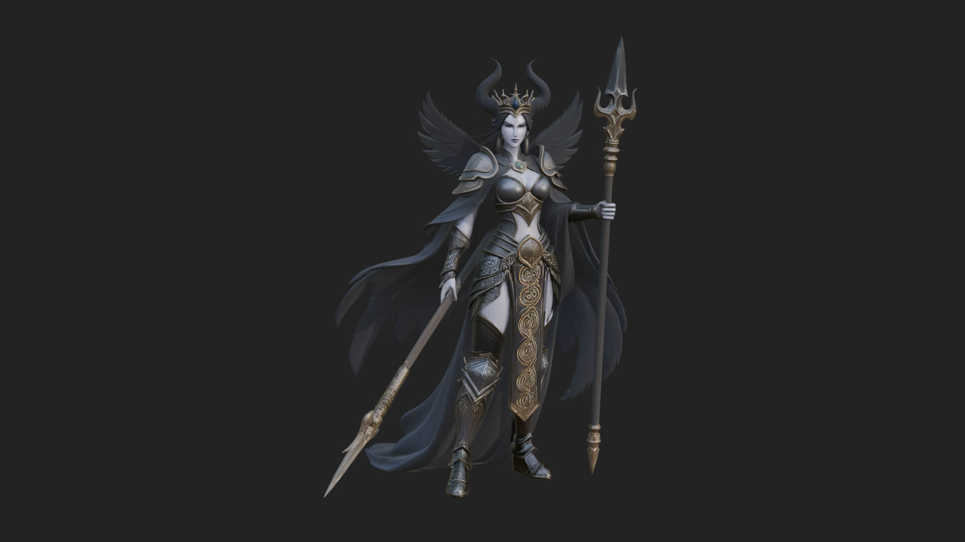 Valkyrie with Spear Statue Design 12 3D Print Model 3D Model