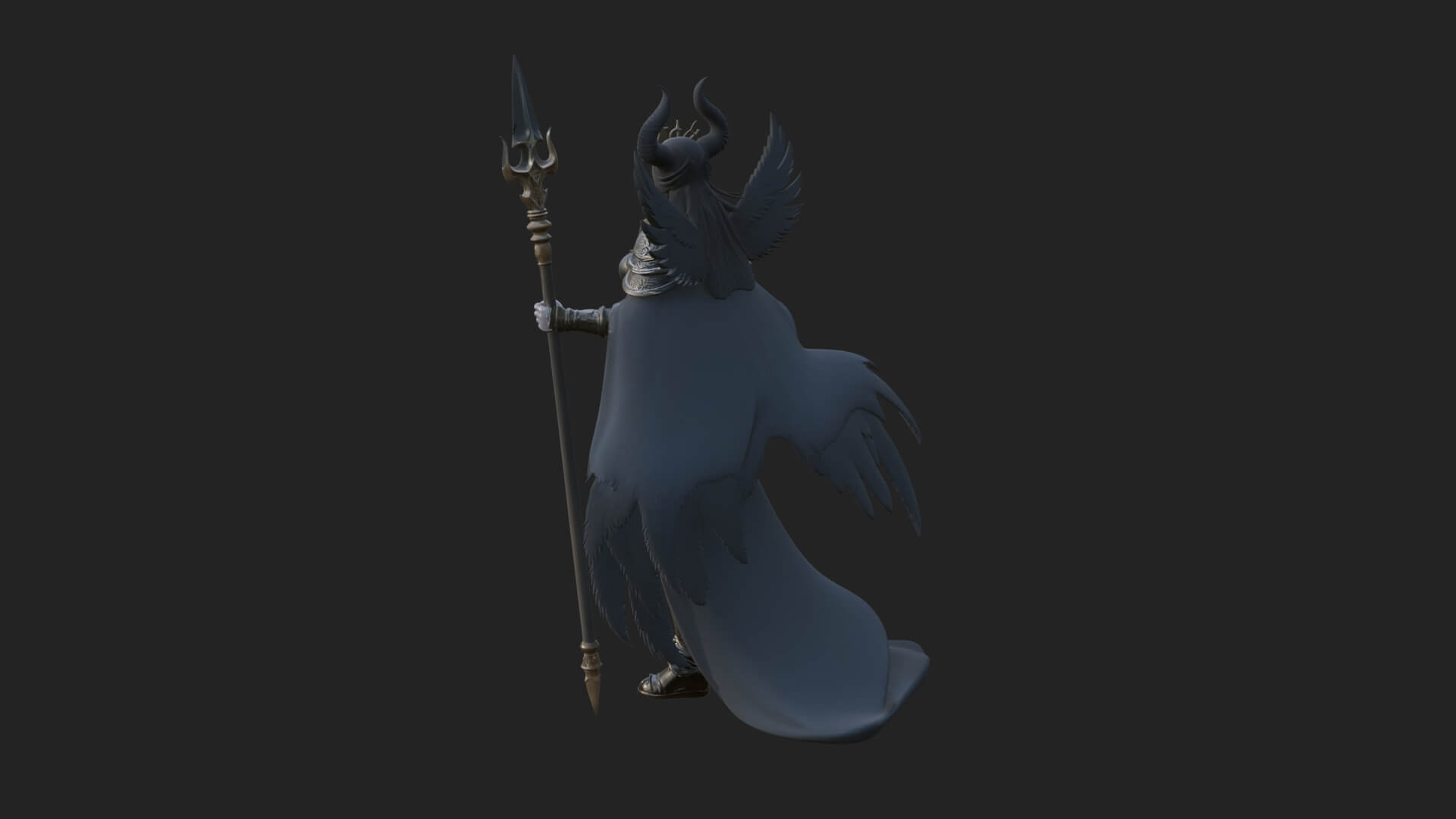 Valkyrie with Spear Statue Design 12 3D Print Model 3D Model