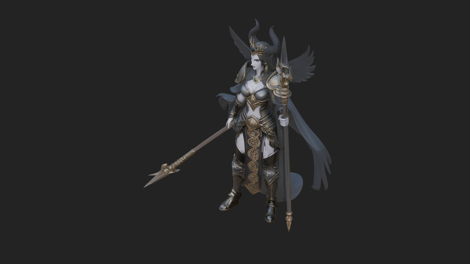 Valkyrie with Spear Statue Design 12 3D Print Model 3D Model