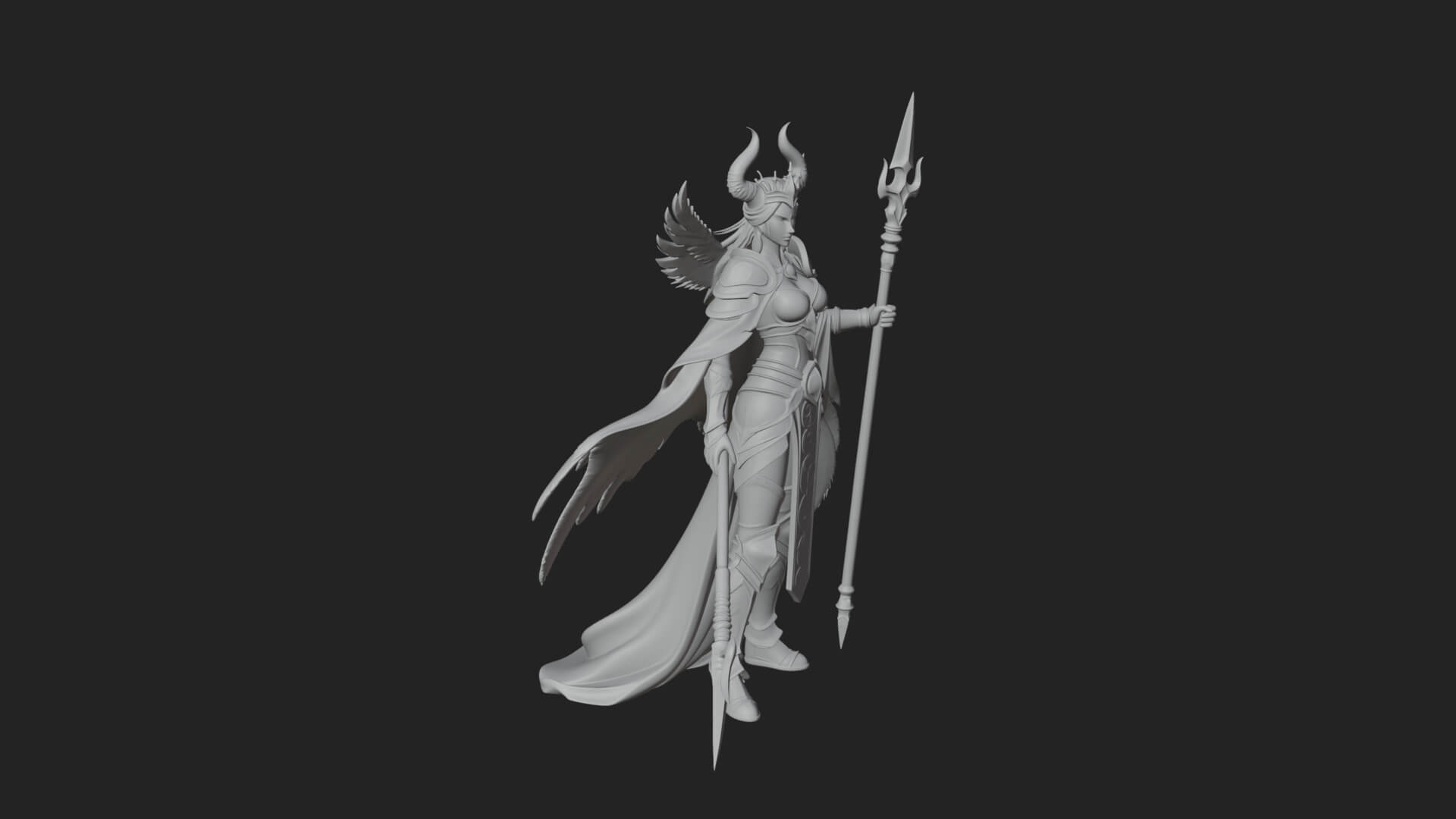 Valkyrie with Spear Statue Design 12 3D Print Model 3D Model