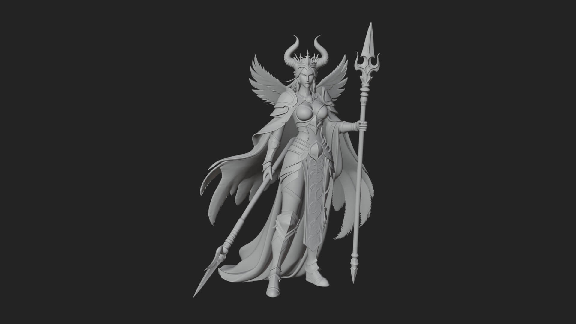 Valkyrie with Spear Statue Design 12 3D Print Model 3D Model