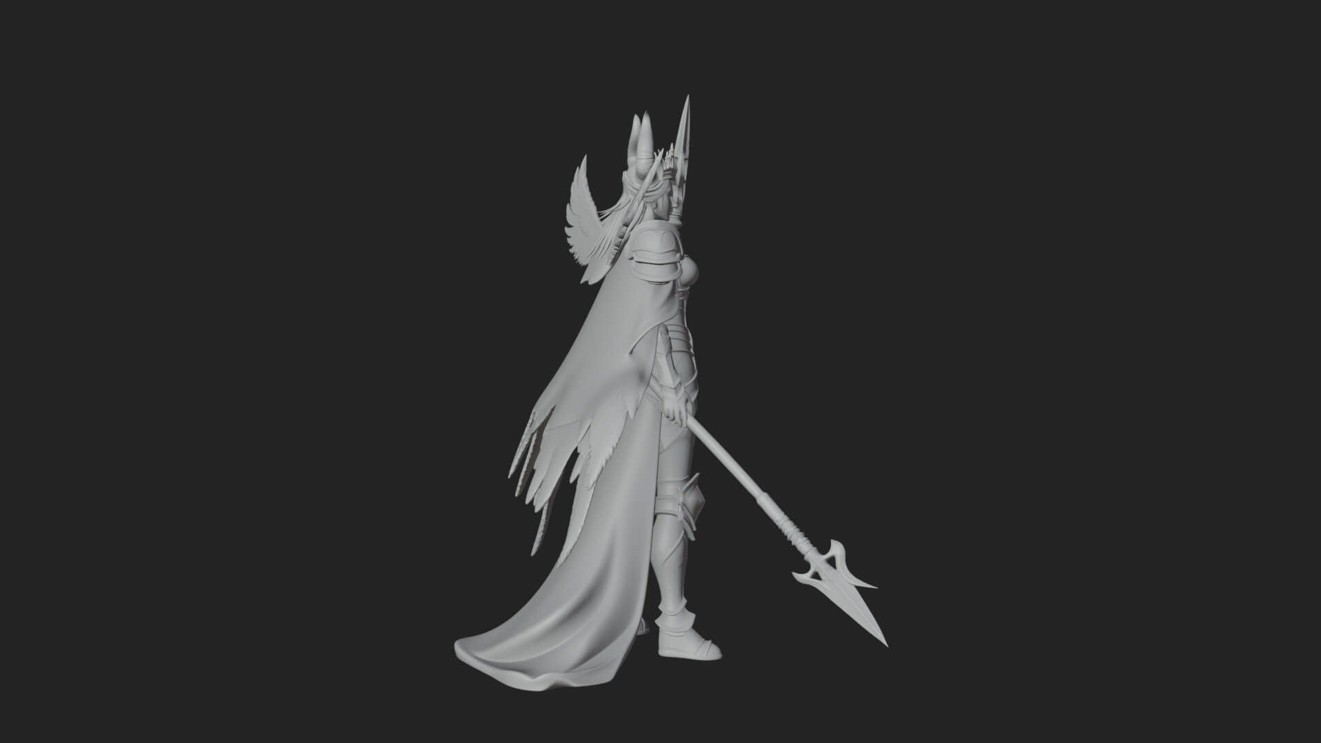 Valkyrie with Spear Statue Design 12 3D Print Model 3D Model