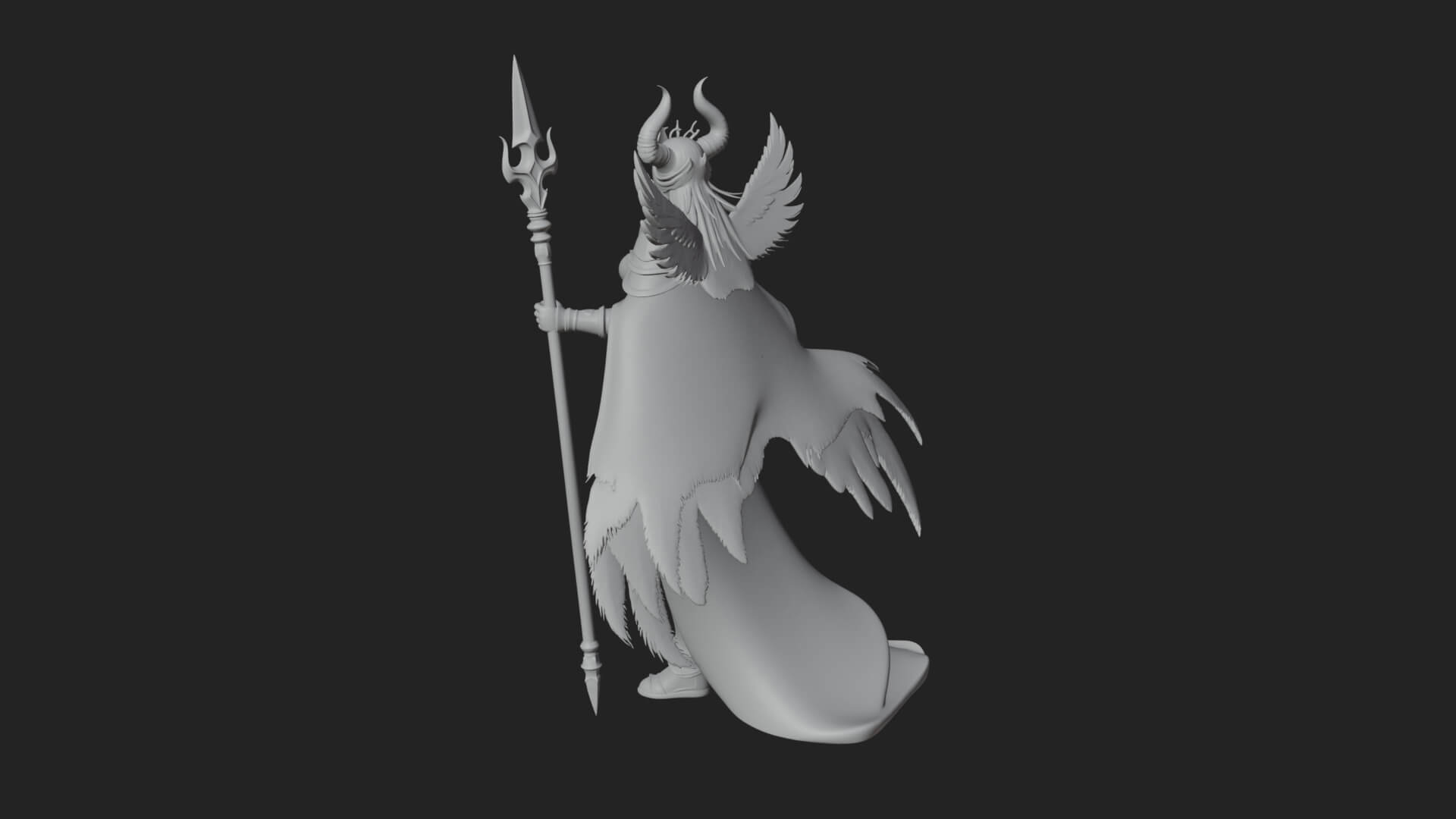 Valkyrie with Spear Statue Design 12 3D Print Model 3D Model