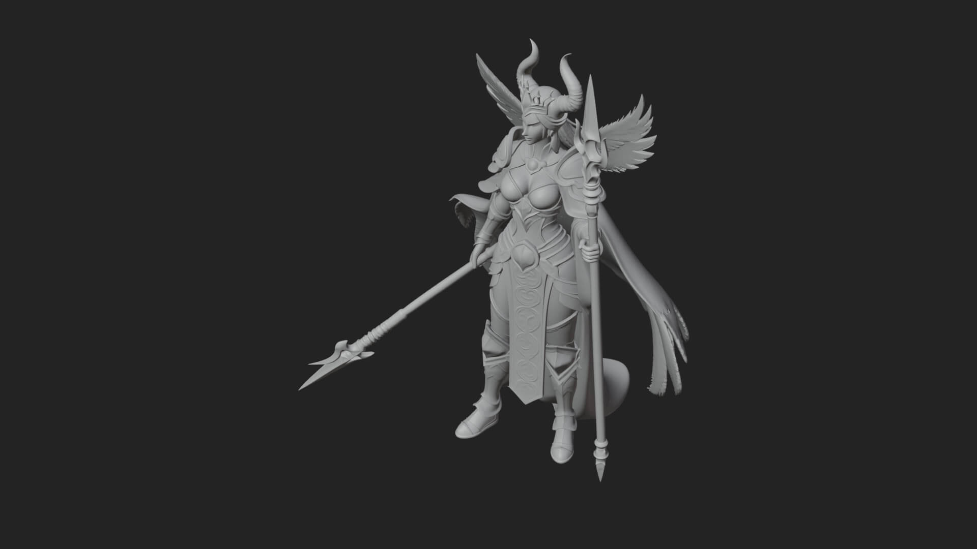 Valkyrie with Spear Statue Design 12 3D Print Model 3D Model