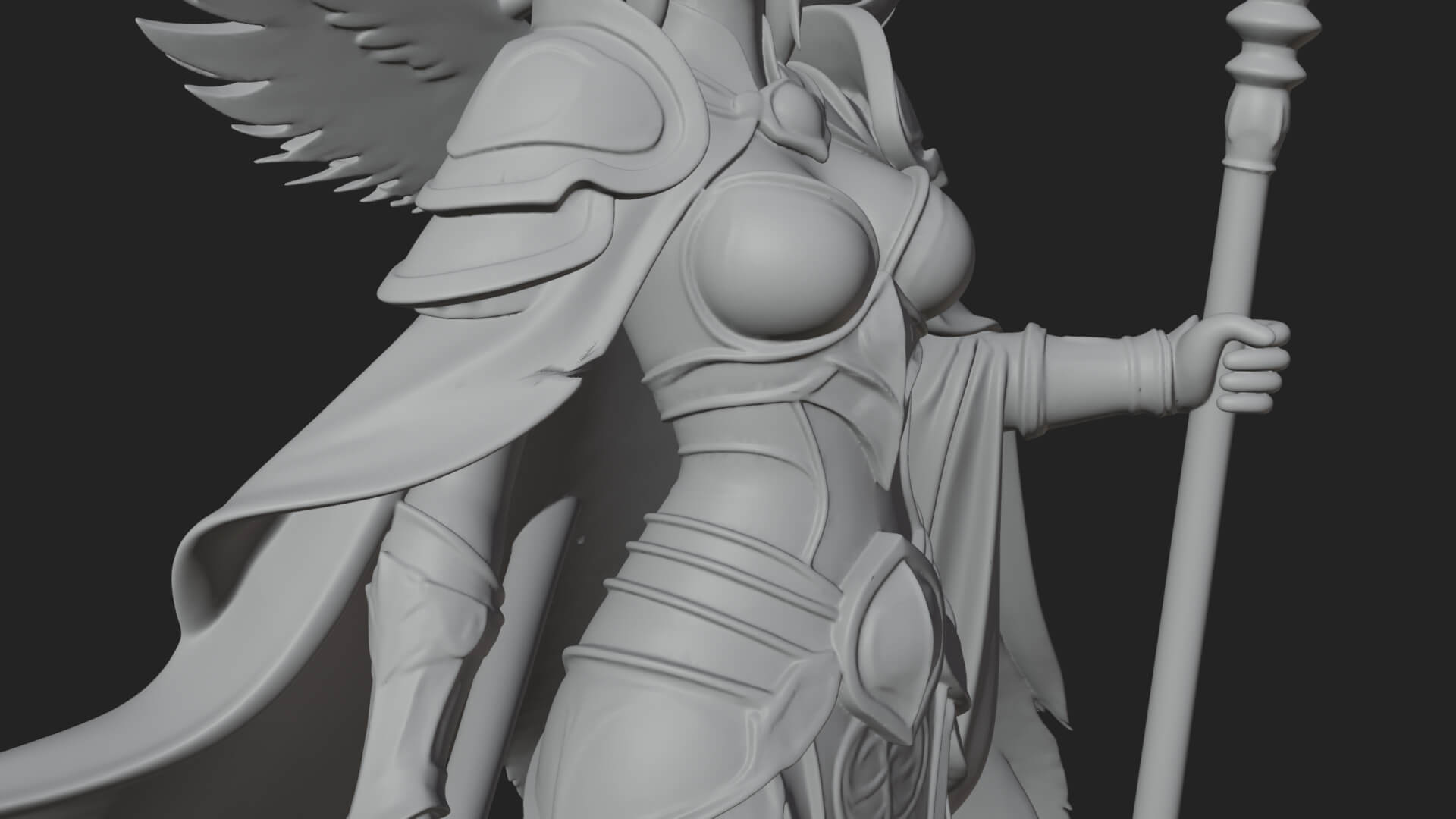 Valkyrie with Spear Statue Design 12 3D Print Model 3D Model