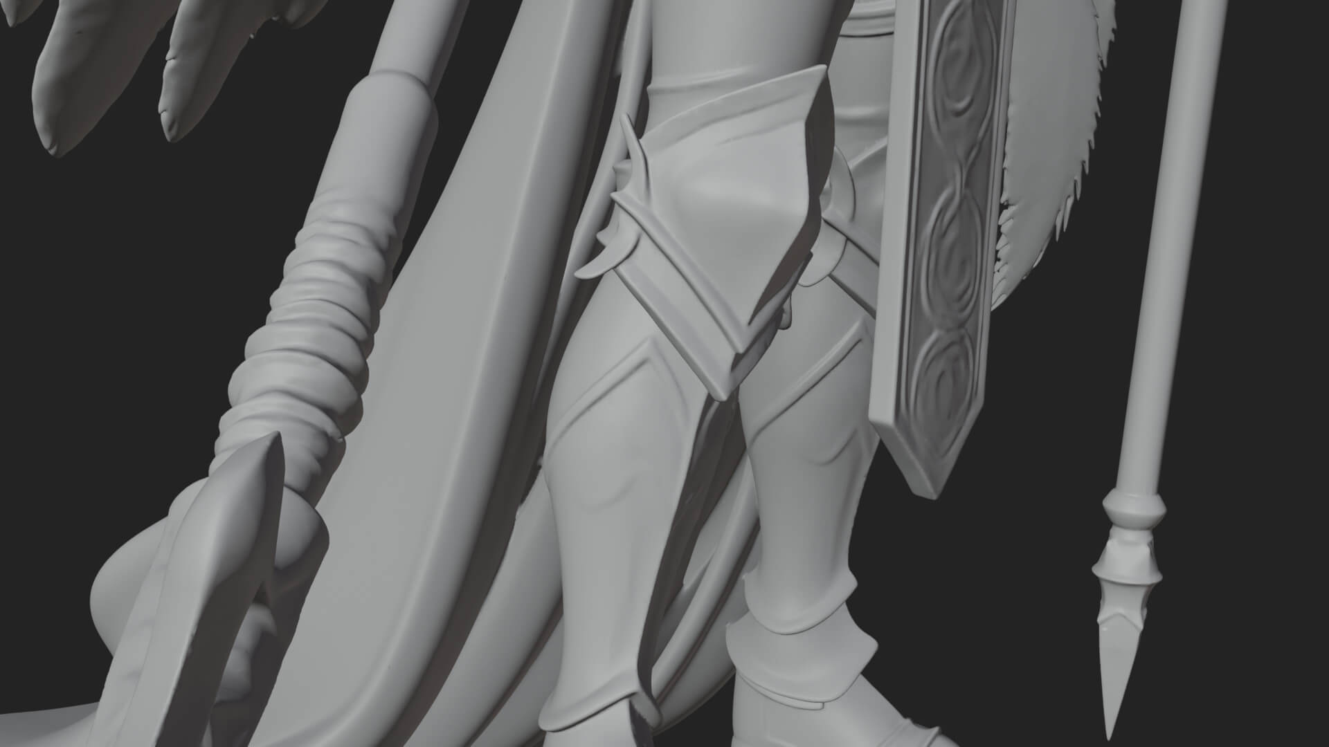 Valkyrie with Spear Statue Design 12 3D Print Model 3D Model
