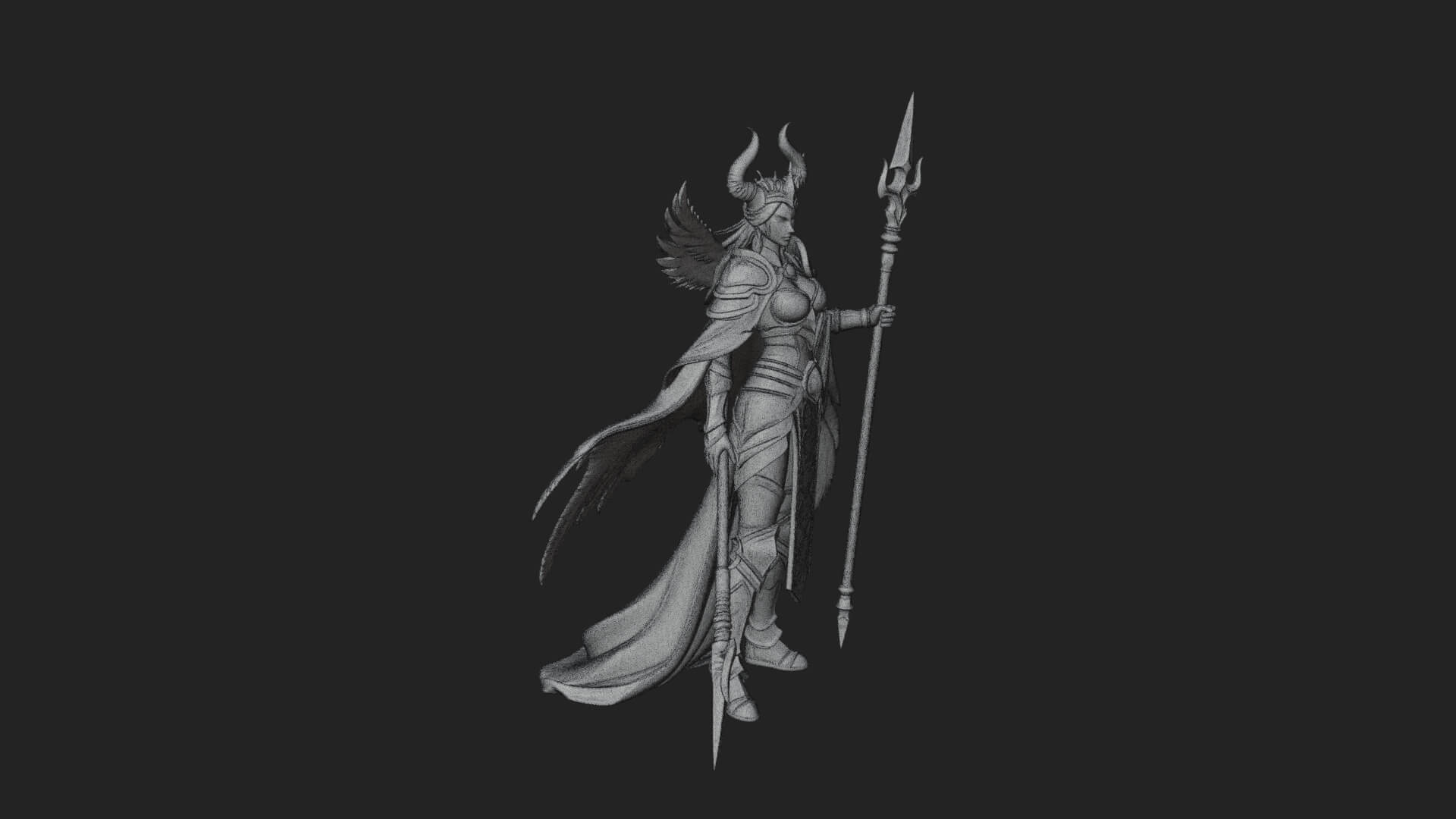 Valkyrie with Spear Statue Design 12 3D Print Model 3D Model