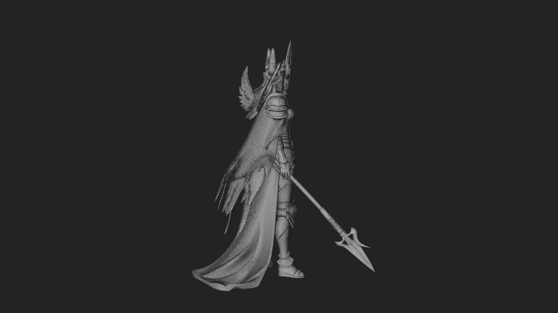 Valkyrie with Spear Statue Design 12 3D Print Model 3D Model