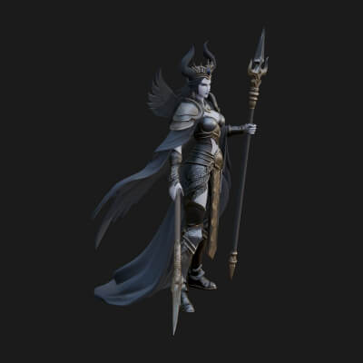 Valkyrie with Spear Statue Design 12 3D Print Model
