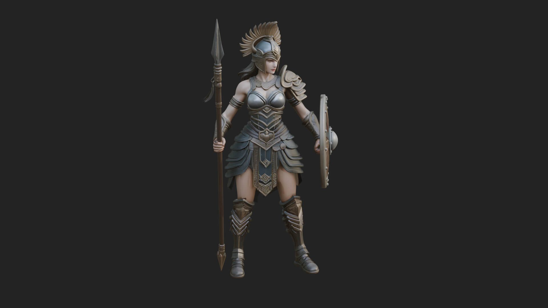 Valkyrie with Spear Statue Design 13 3D Print Model 3D Model