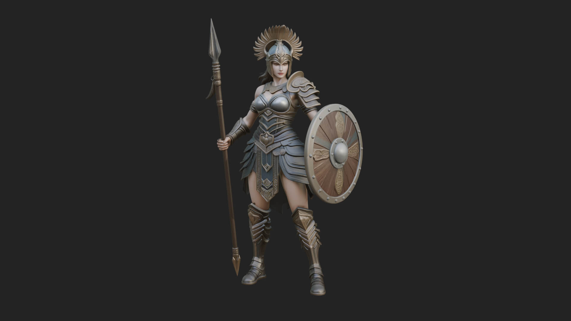 Valkyrie with Spear Statue Design 13 3D Print Model 3D Model