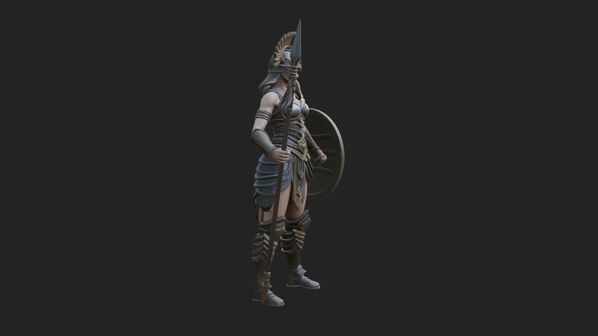 Valkyrie with Spear Statue Design 13 3D Print Model 3D Model