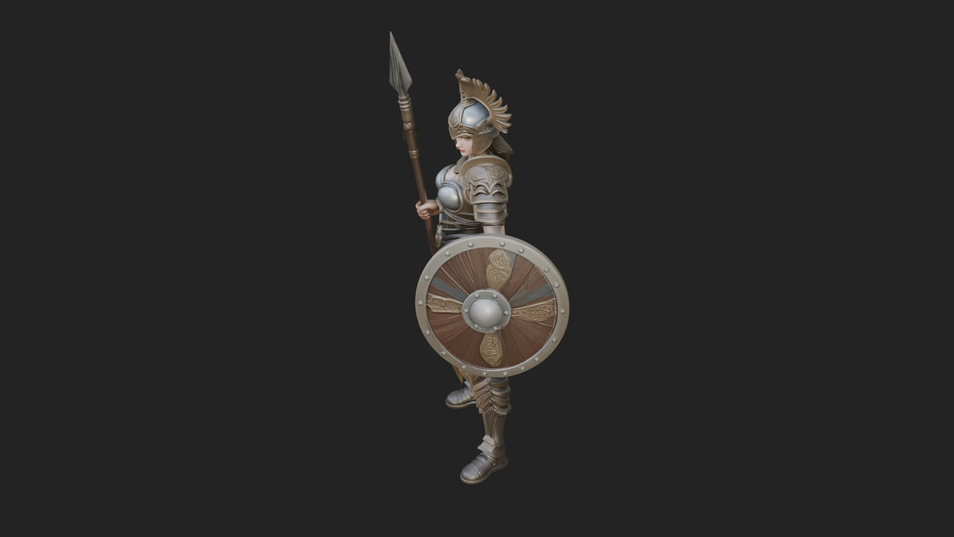 Valkyrie with Spear Statue Design 13 3D Print Model 3D Model