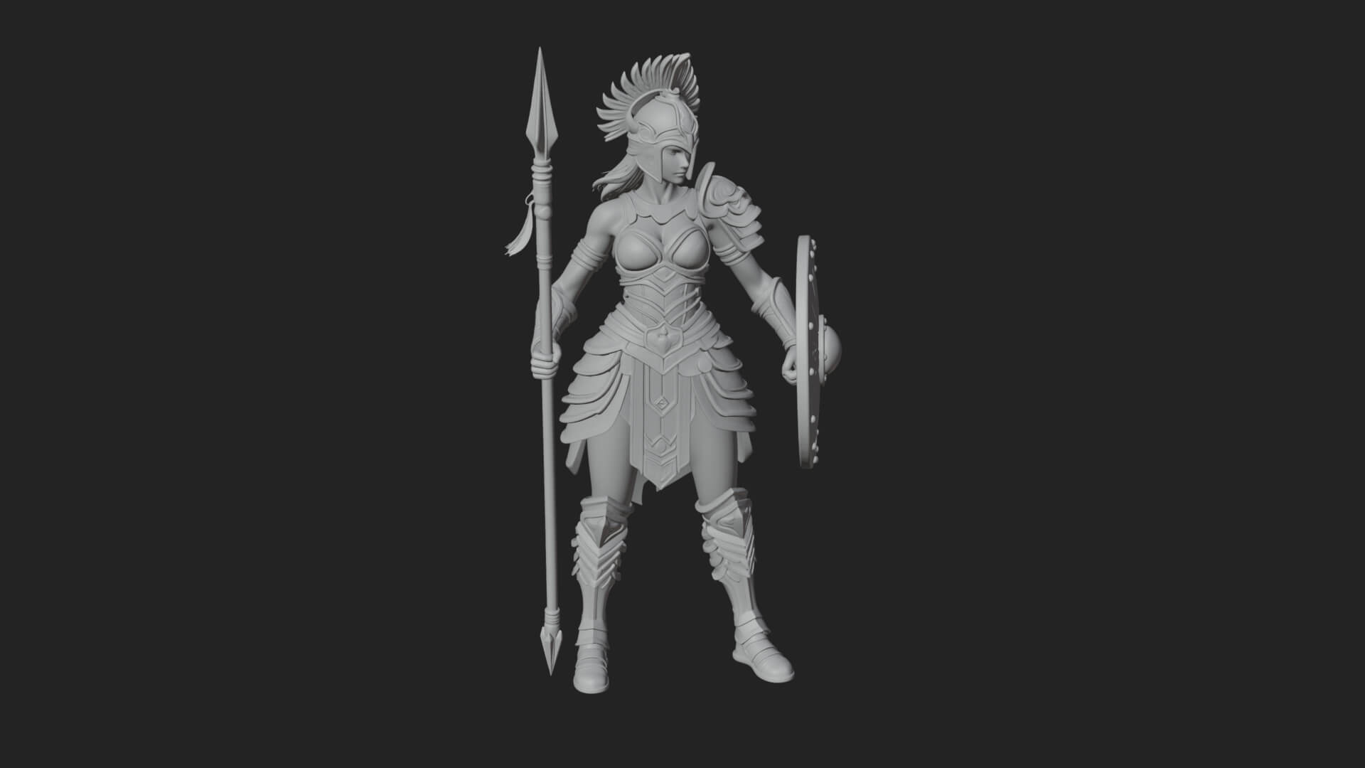 Valkyrie with Spear Statue Design 13 3D Print Model 3D Model
