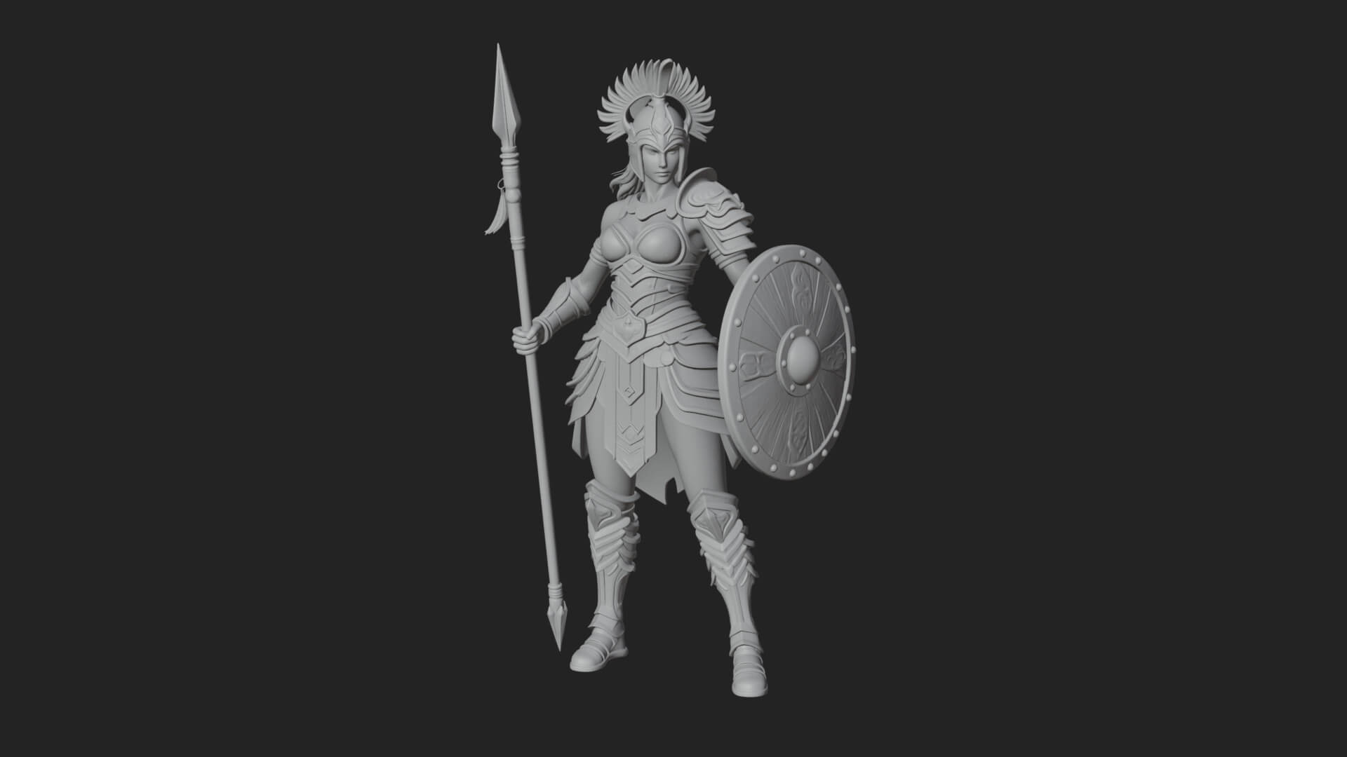 Valkyrie with Spear Statue Design 13 3D Print Model 3D Model