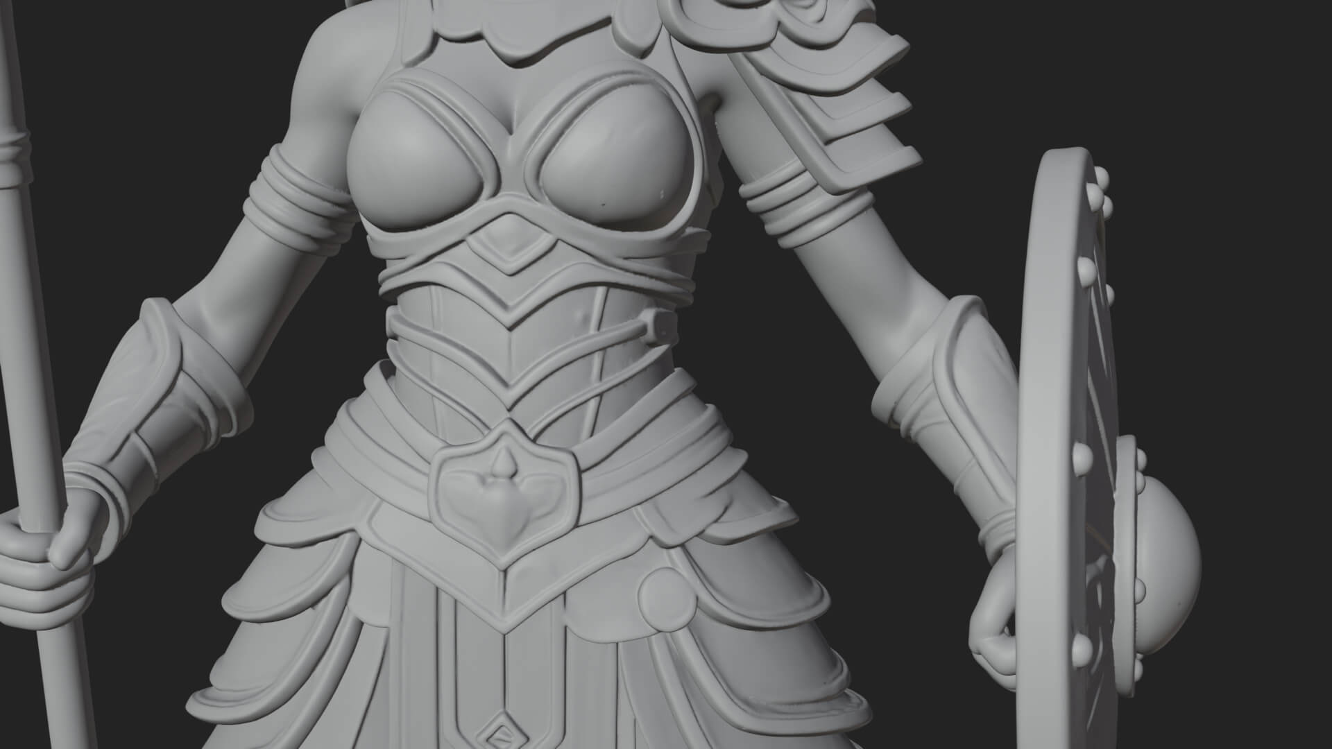 Valkyrie with Spear Statue Design 13 3D Print Model 3D Model