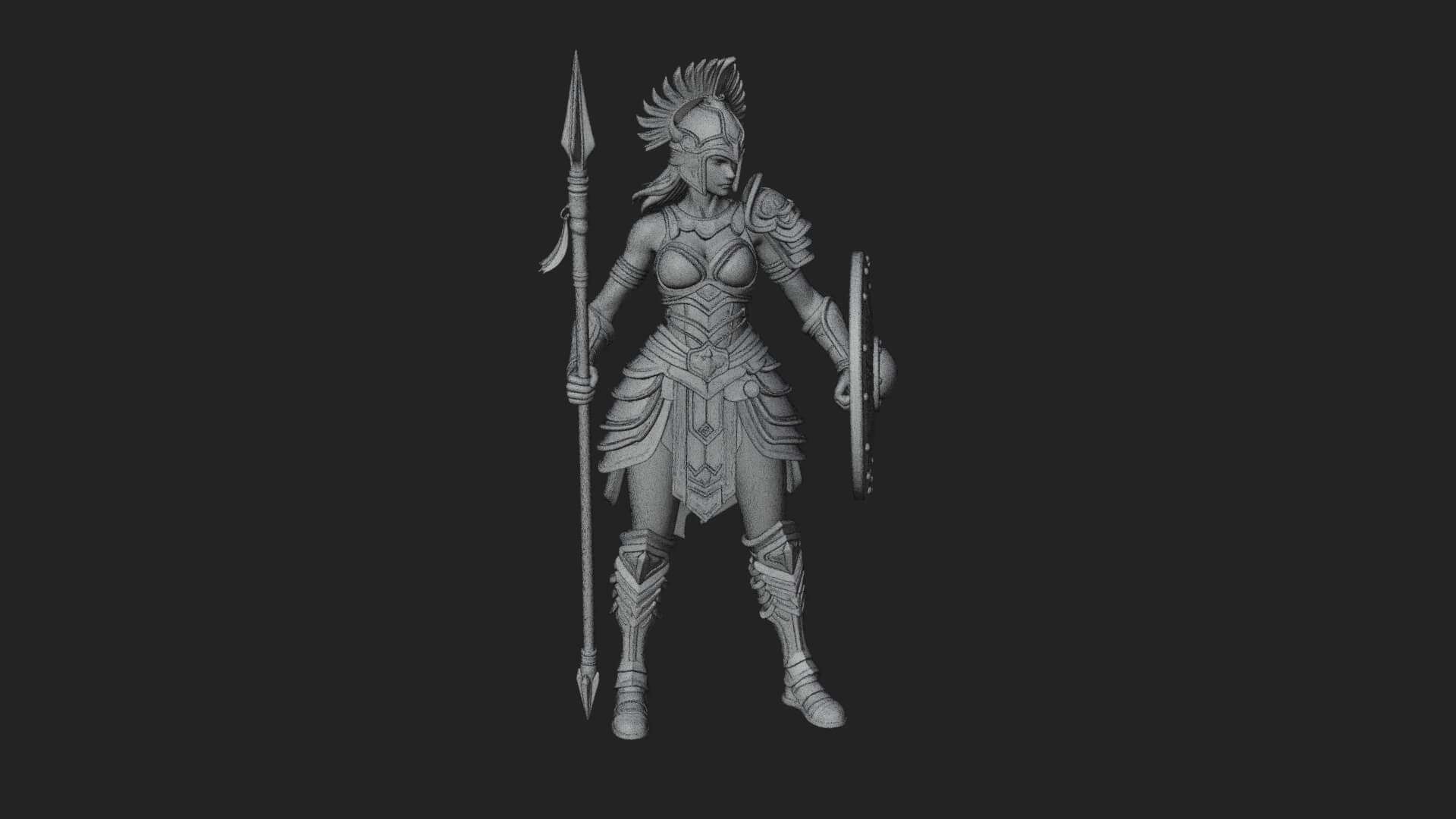 Valkyrie with Spear Statue Design 13 3D Print Model 3D Model