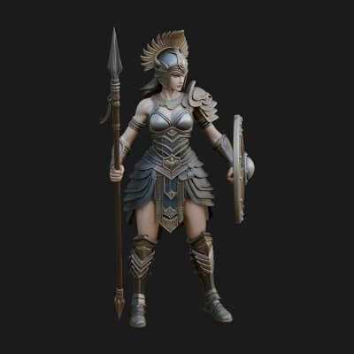 Valkyrie with Spear Statue Design 13 3D Print Model