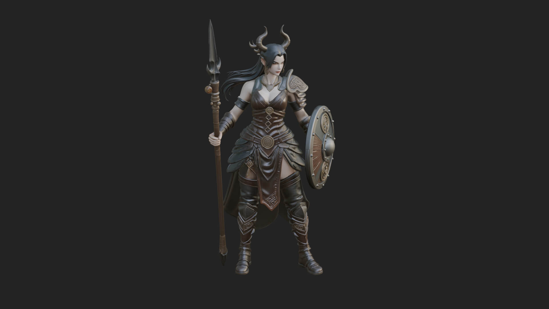 Valkyrie with Spear Statue Design 14 3D Print Model 3D Model