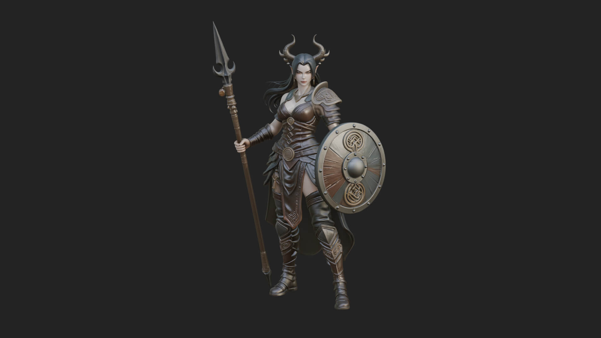 Valkyrie with Spear Statue Design 14 3D Print Model 3D Model