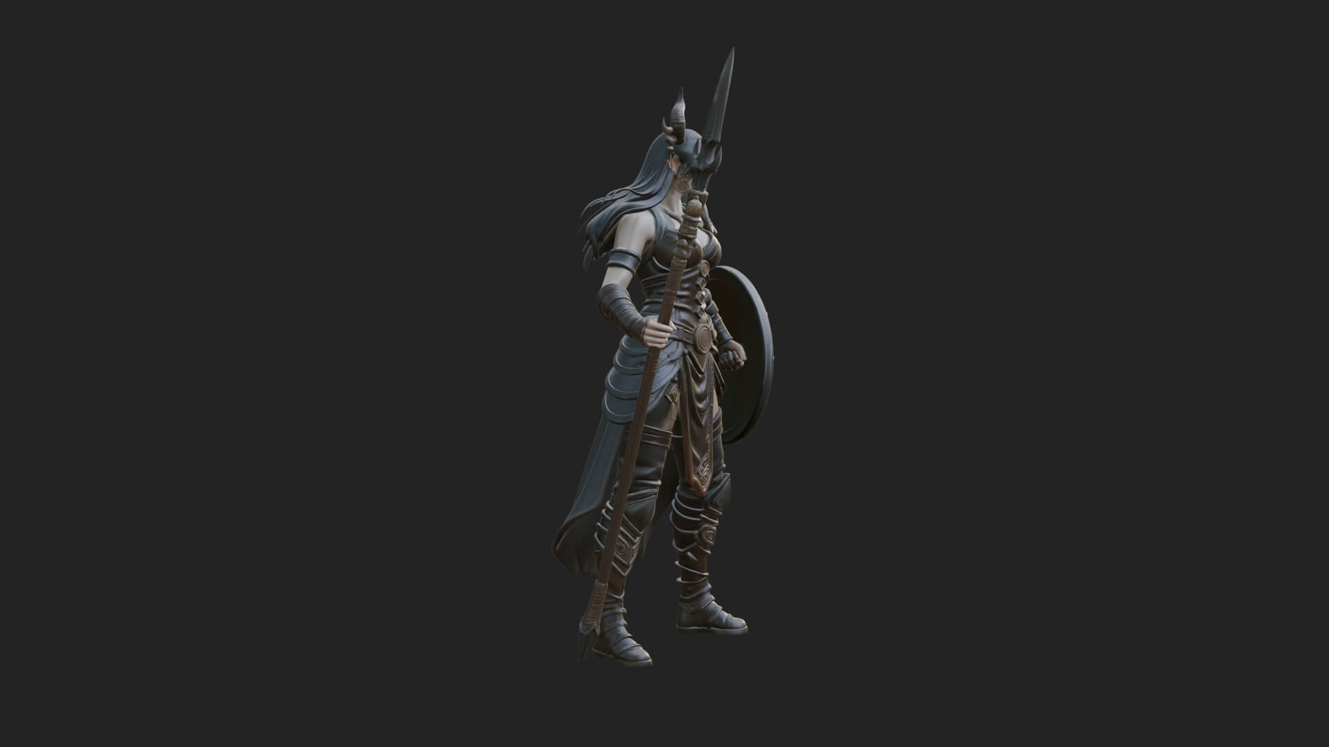 Valkyrie with Spear Statue Design 14 3D Print Model 3D Model