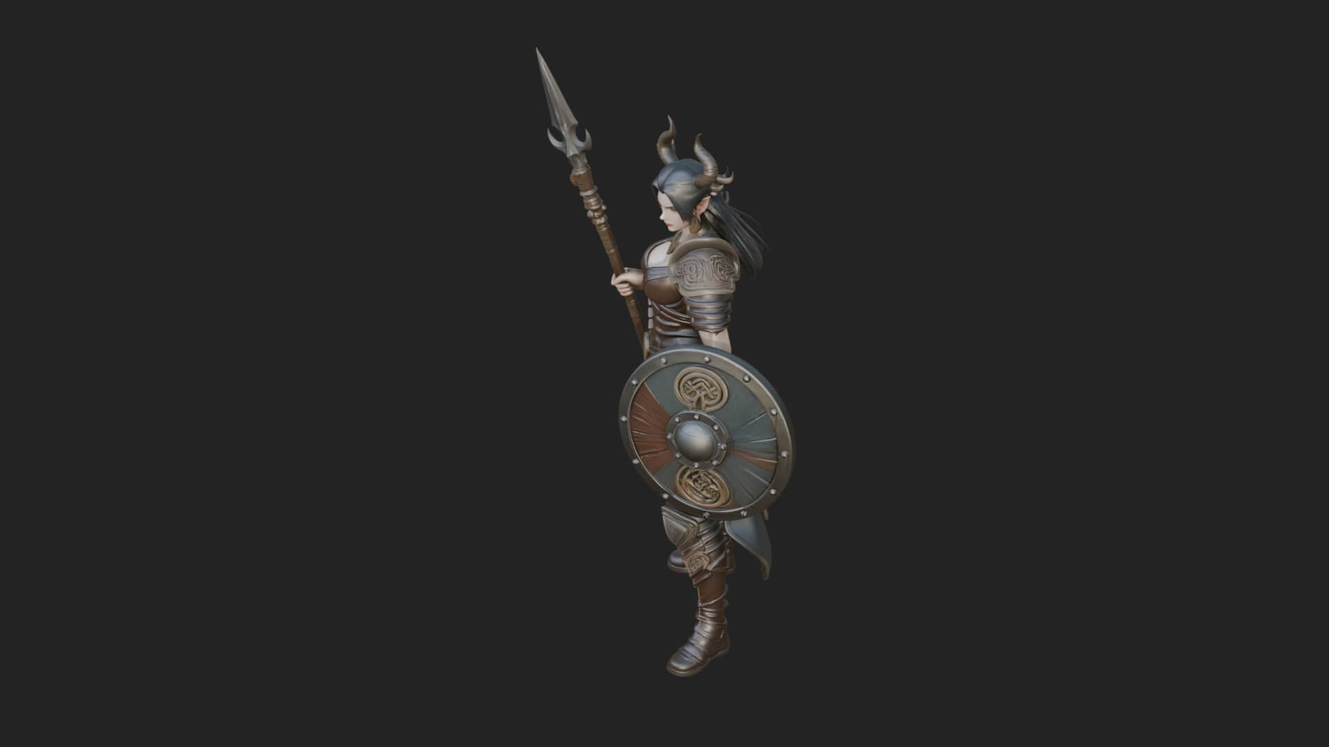 Valkyrie with Spear Statue Design 14 3D Print Model 3D Model