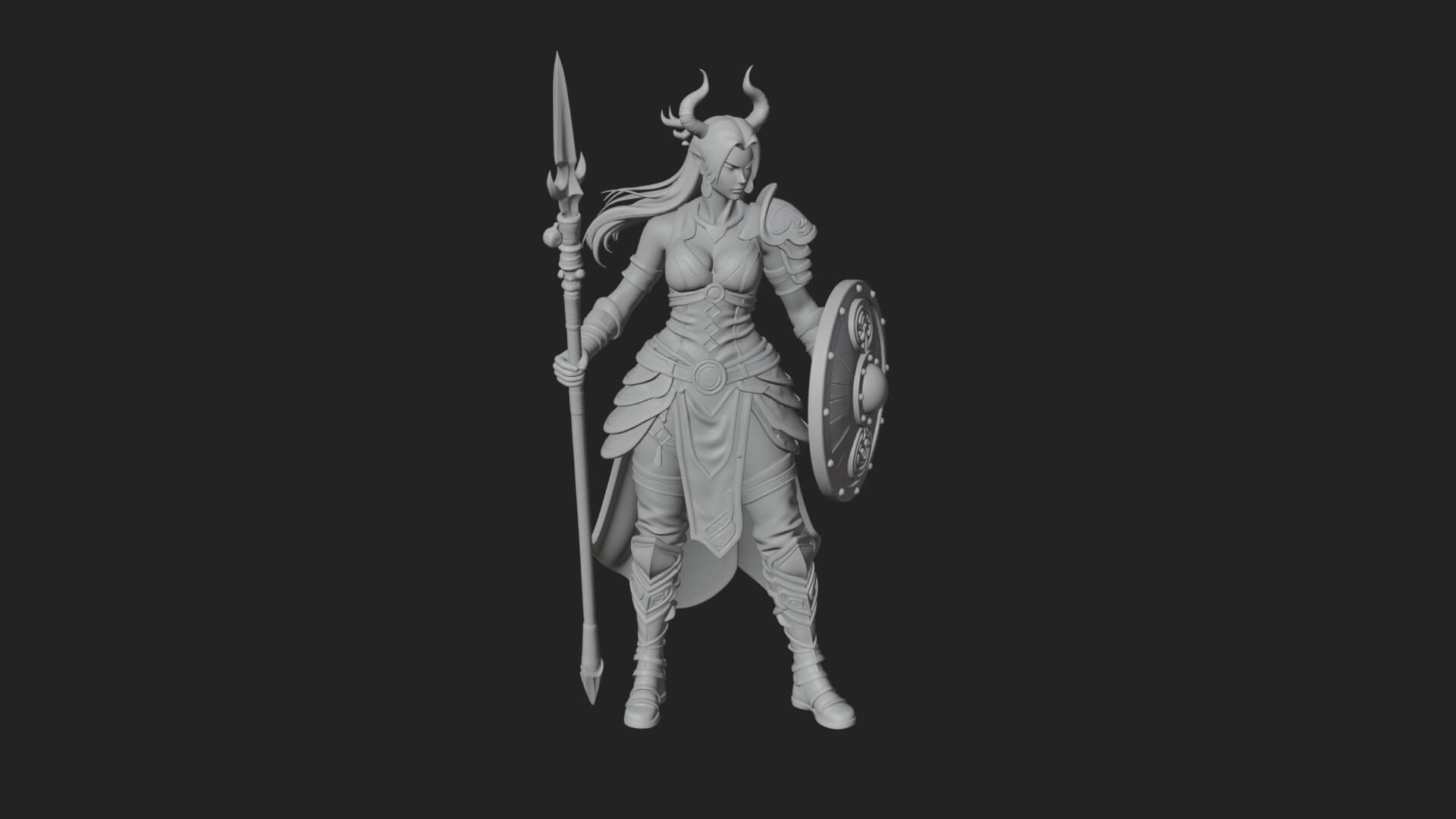 Valkyrie with Spear Statue Design 14 3D Print Model 3D Model