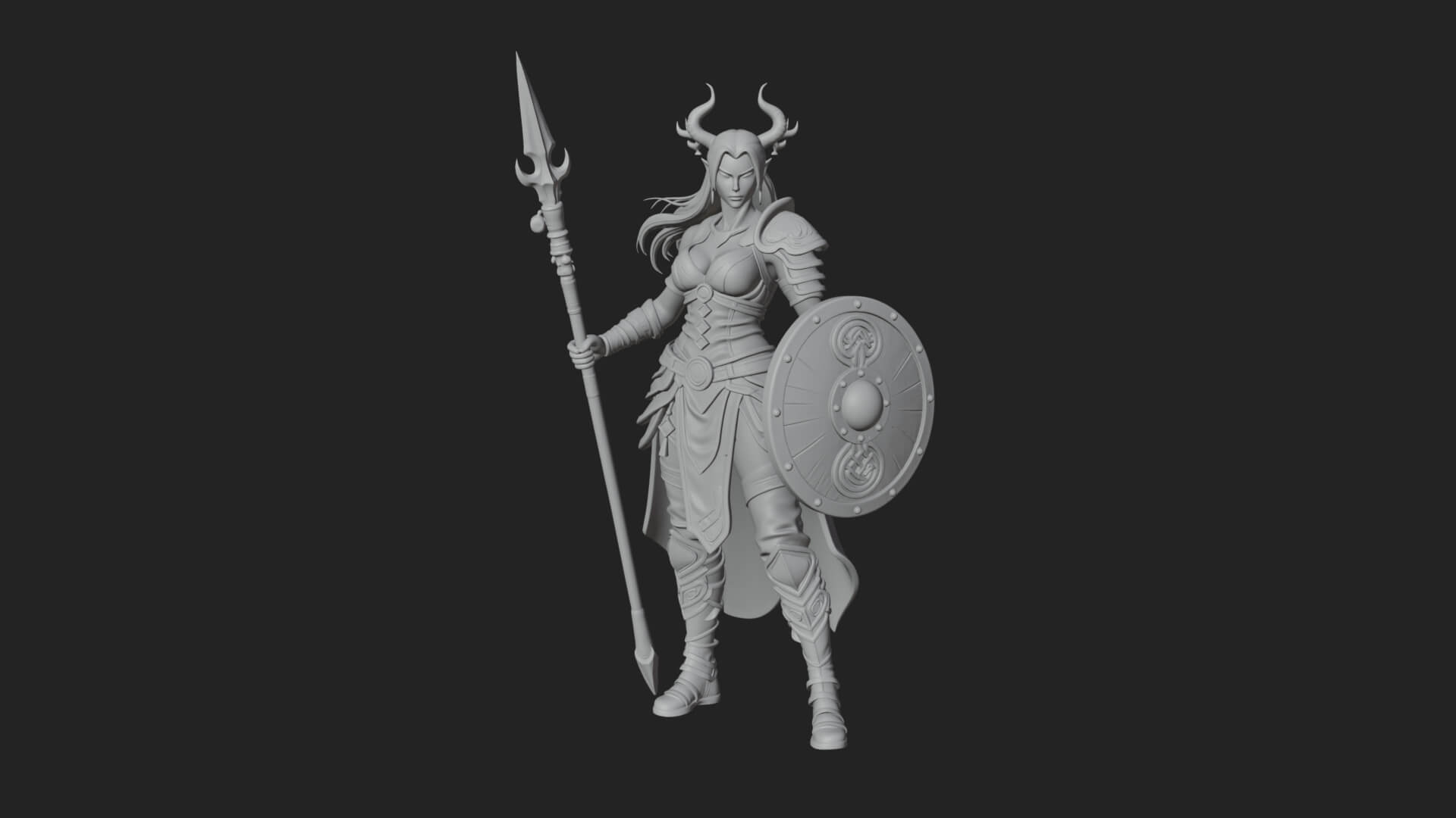 Valkyrie with Spear Statue Design 14 3D Print Model 3D Model