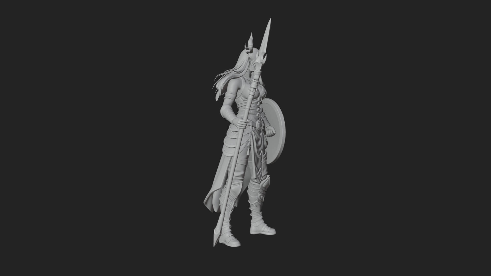 Valkyrie with Spear Statue Design 14 3D Print Model 3D Model