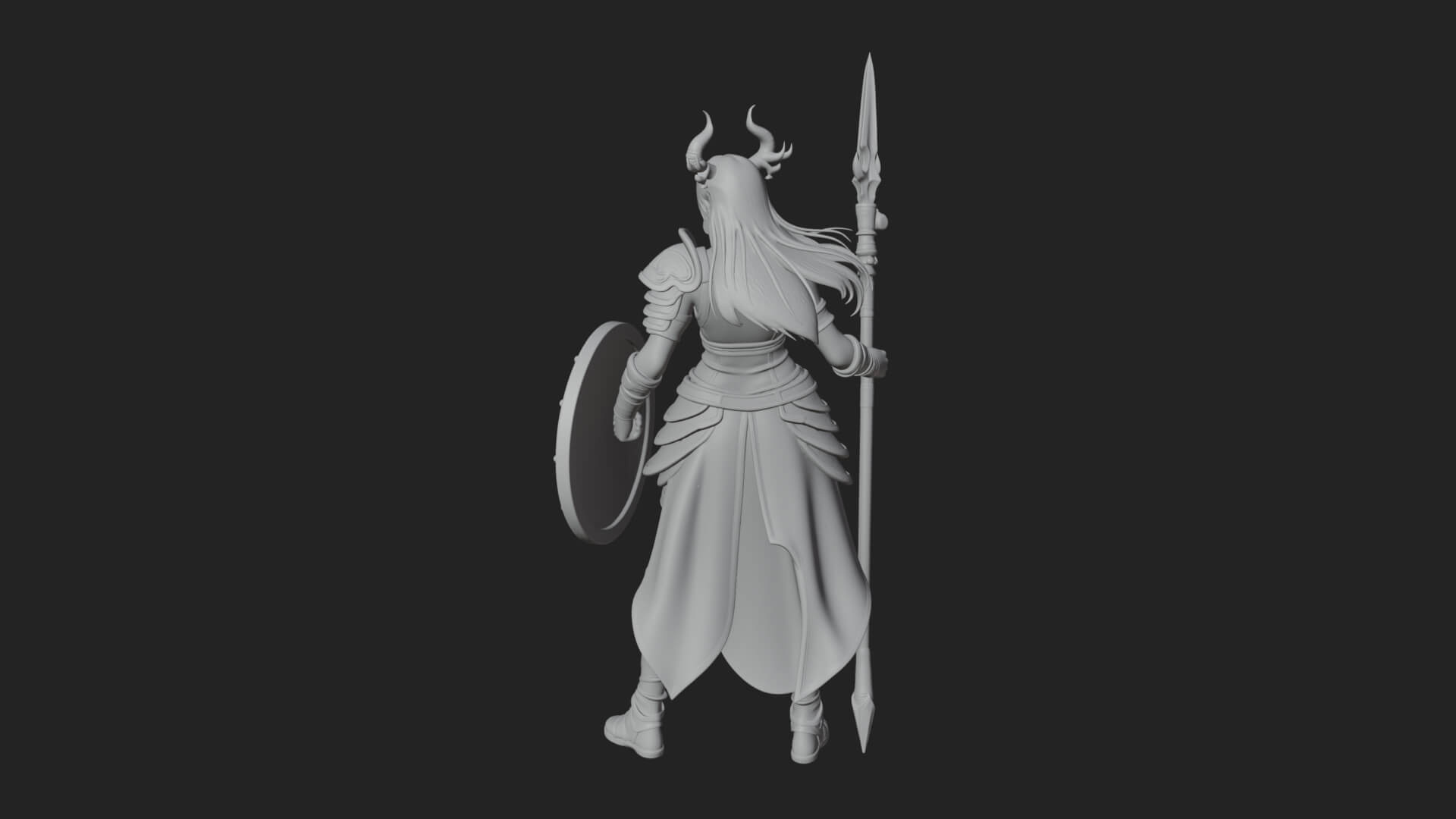 Valkyrie with Spear Statue Design 14 3D Print Model 3D Model