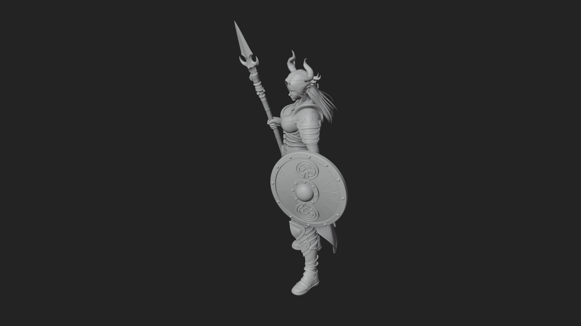 Valkyrie with Spear Statue Design 14 3D Print Model 3D Model