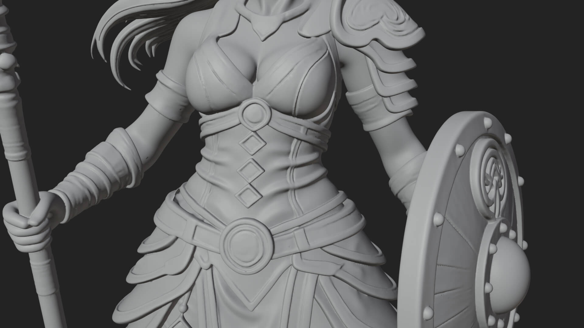 Valkyrie with Spear Statue Design 14 3D Print Model 3D Model
