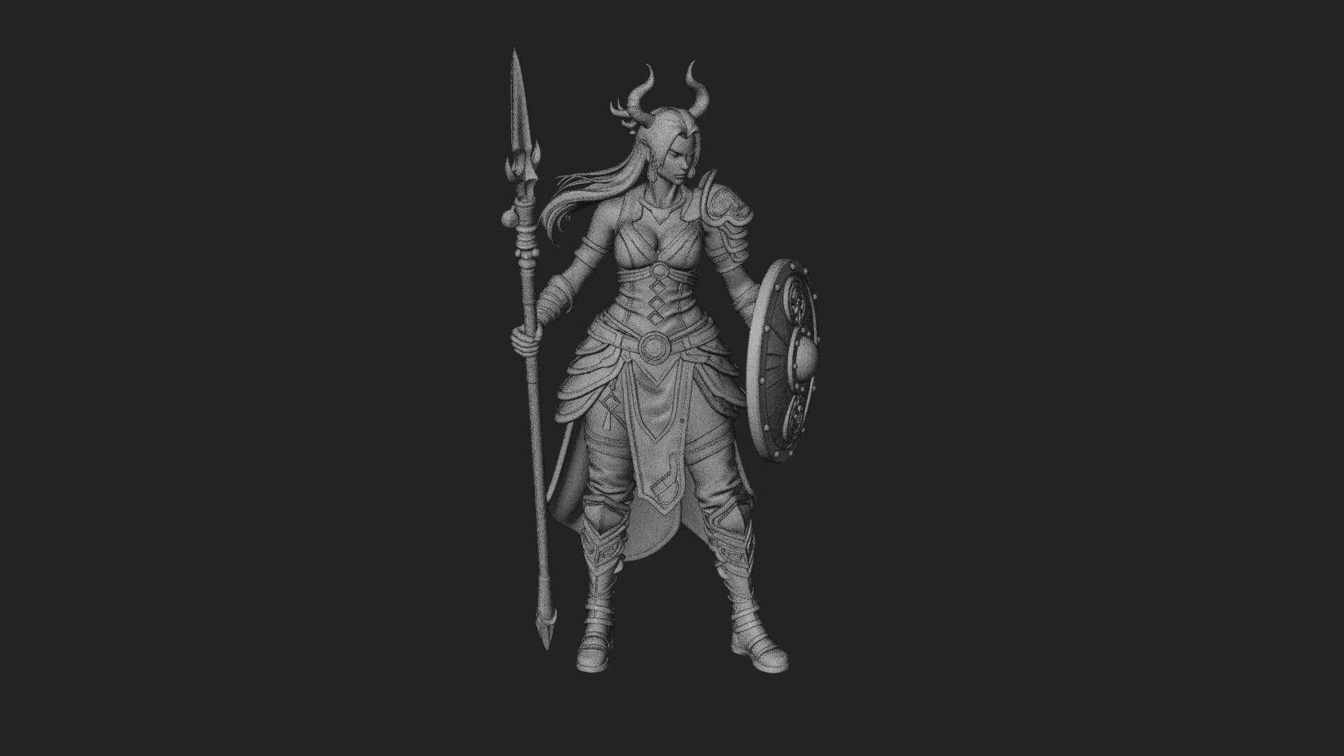 Valkyrie with Spear Statue Design 14 3D Print Model 3D Model